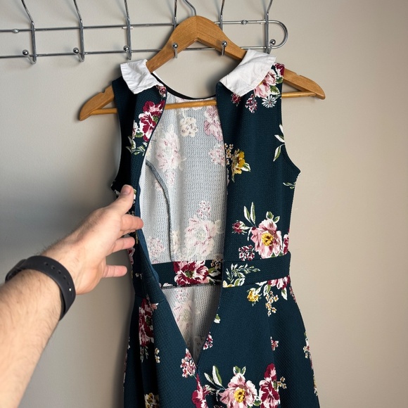 SMAK Parlour Women's Sleeveless Babydoll Collared Floral Print Dress Y2K Green S - Picture 7 of 14